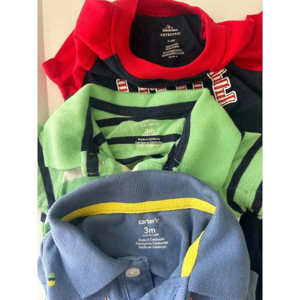 Carters Baby Boy Bundle of Three Short Sleeve Rompers Size 0-3 Months